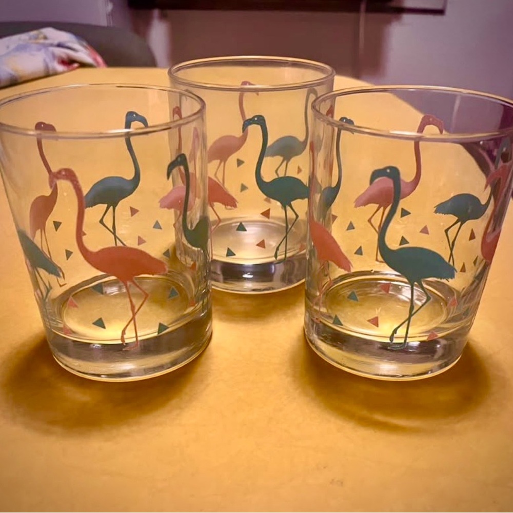 RARE Vintage Libby Flamingo Drinking Glasses
